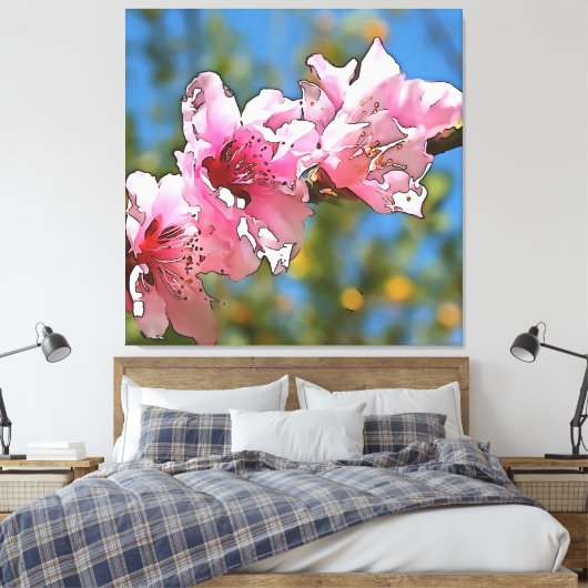 Blossom Black Outline Art sluiten Canvas Afdruk (Insitu (Slaapkamer))