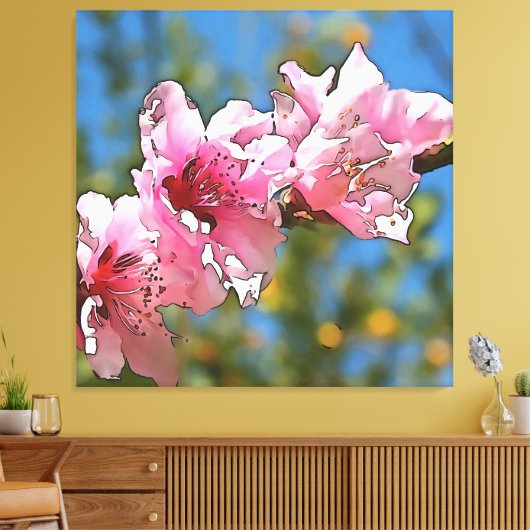 Blossom Black Outline Art sluiten Canvas Afdruk (Insitu (Woonkamer))