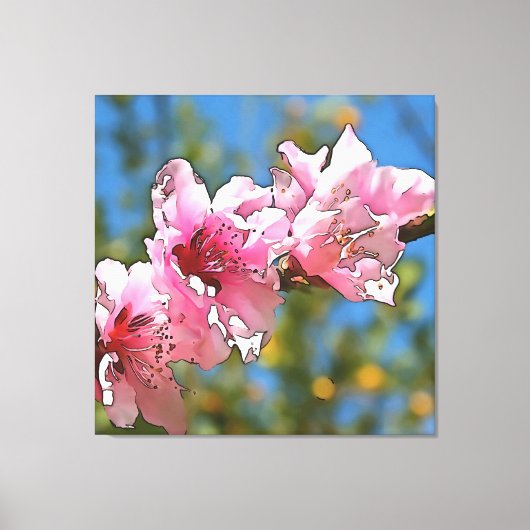 Blossom Black Outline Art sluiten Canvas Afdruk (Voorkant)