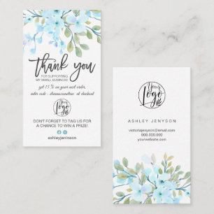 Blossom blauwe bloem logo bedankt visitekaartje