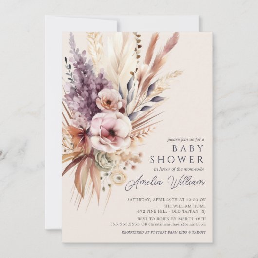 Blossom Bliss Baby shower Uitnodiging (Voorkant)