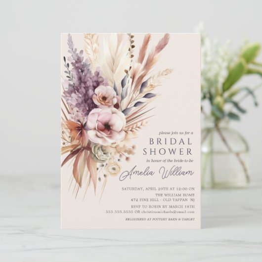 Blossom Bliss Bruids Douche Uitnodiging (Staand voorkant)