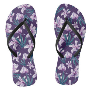 Blossom Bliss op Donker Paarse Teenslippers