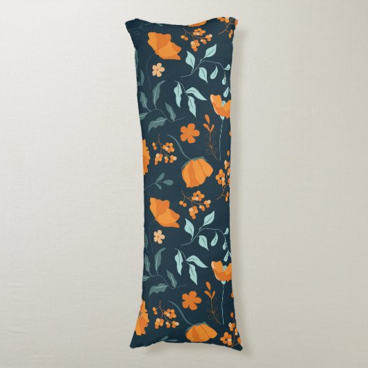 Blossom Bliss Sinaasappel Bloemen Lichaam Kussen (Voorkant Verticaal)