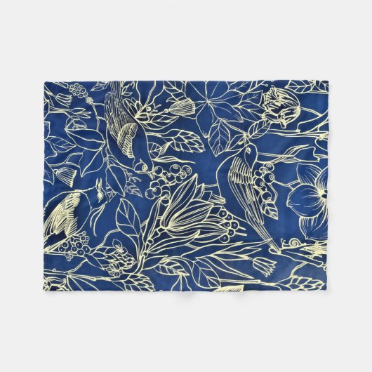 Blossom Blue Glitter Fleece Deken (Voorkant (Horizontaal))