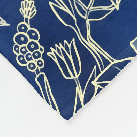 Blossom Blue Glitter Fleece Deken (Hoek)