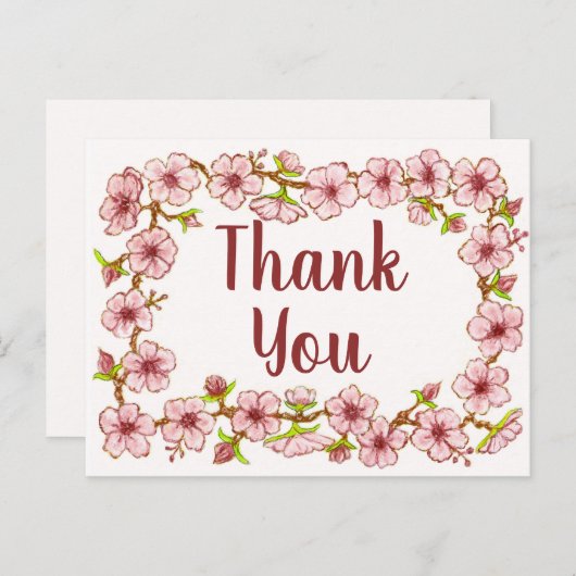 Blossom Border~Hartelijk dank Kaart 3 (Voorkant / Achterkant)