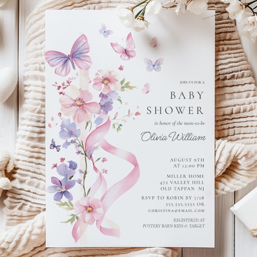 Blossom & Bow Butterfly Baby shower Kaart