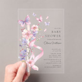 Blossom & Bow Vlinder Baby Shower Acryl Uitnodigingen (Insitu (Draagbaar))