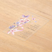 Blossom & Bow Vlinder Baby Shower Acryl Uitnodigingen (Laagn)