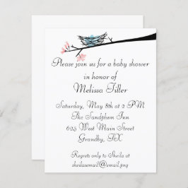 Blossom Branch en Nest Baby shower Invitation Kaart