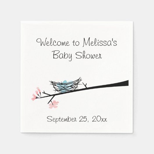 Blossom Branch en Nest Baby shower servetten (Voorkant)