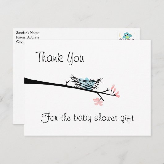 Blossom Branch en Nest Dank U Briefkaart (Voorkant / Achterkant)