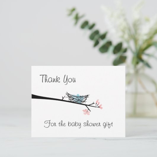 Blossom Branch en Nest Dank U Briefkaart (Staand voorkant)