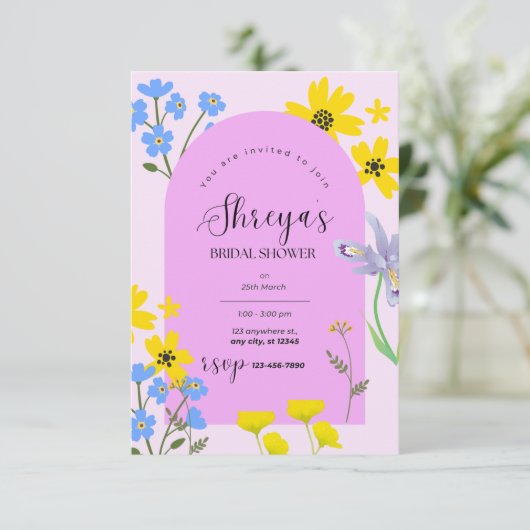 Blossom Bruid Bloemen Bruids Douche Uitnodiging (Staand voorkant)