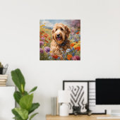 Blossom Buddy: Het bloemparadijs van A Goldendoodl Poster (Thuiskantoor)