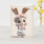 Blossom Bun Birthday Wishes Kaart (Gele Bloem)