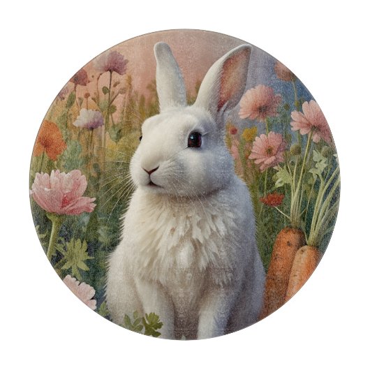 Blossom Bunny & Wortel Patch Glas Snijplank (Voorkant)