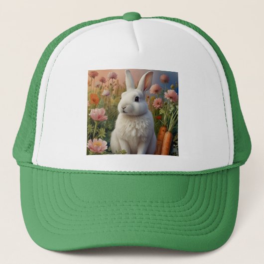 Blossom Bunny & Wortel Patch Trucker Hat Trucker Pet (Voorkant)