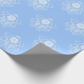 Blossom Damask (lichtblauw) Cadeaupapier (Hoek)