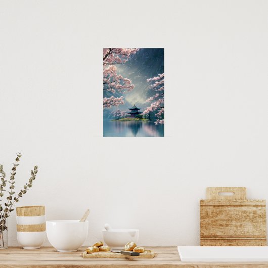 Blossom Dreams, tempel bij de rivier Poster (Keuken)
