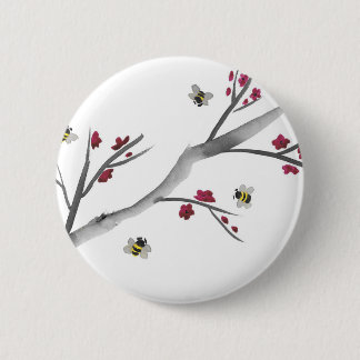 Blossom en bijen ronde button 5,7 cm