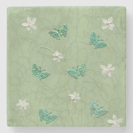 Blossom en buikvlies stenen onderzetter (Voorkant)