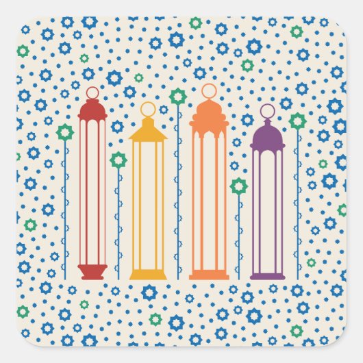 Blossom en lampions vierkante sticker (Voorkant)