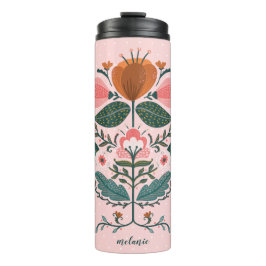 Blossom en rots Folk Art Floral Garden Blush Pink Thermosbeker