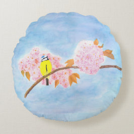 Blossom en tuinvogel rond kussen