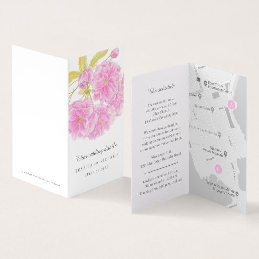 Blossom-evenementschema en -kaart van de weddensch kaart (Binnen en buitenkant)