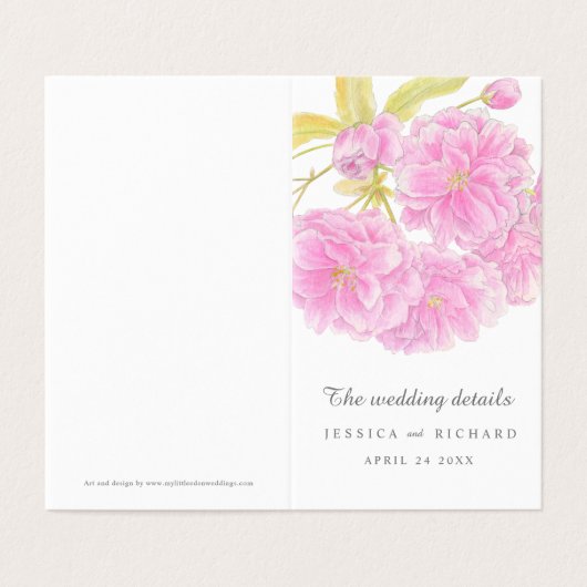 Blossom-evenementschema en -kaart van de weddensch kaart (Buitenkant ongevouwen)