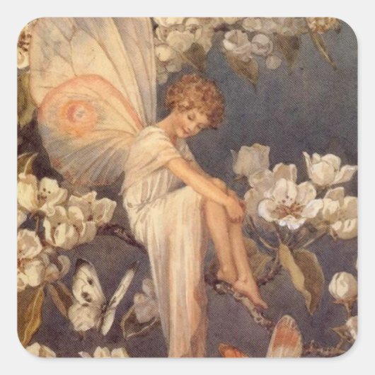 Blossom Fairy Vierkante Sticker (Voorkant)