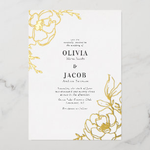Blossom Floral Wedding Design Invitation Folie Uitnodiging