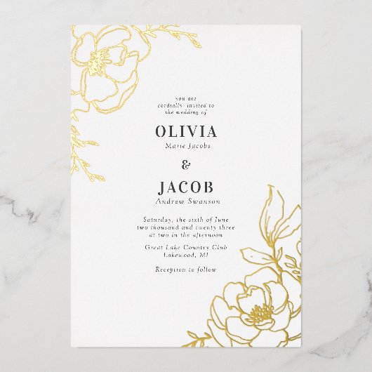 Blossom Floral Wedding Design Invitation Folie Uitnodiging (Voorkant)