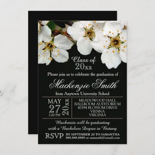 Blossom Flowers Graducement Kaart (Voorkant / Achterkant)