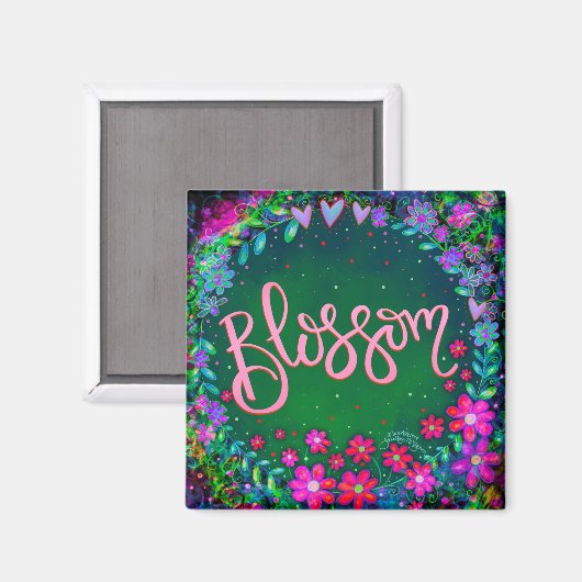 Blossom  Fun Floral Modern Inspirity Magneet (Voorkant / Achterkant)