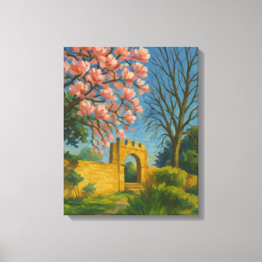 Blossom Gate – Betoverde Tuinschilderij Canvas Afdruk (Voorkant)