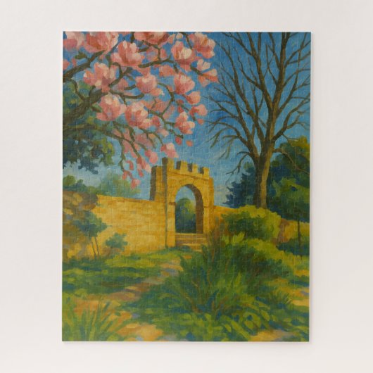 Blossom Gate – Betoverde Tuinschilderij Legpuzzel (Verticaal)