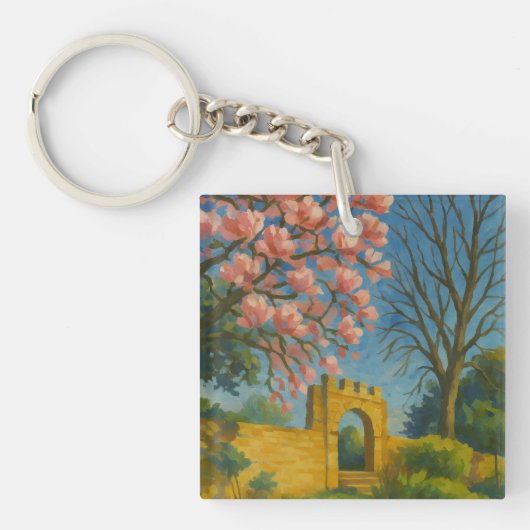 Blossom Gate – Betoverde Tuinschilderij Sleutelhanger (voorkant)