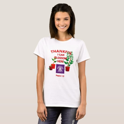Blossom Geplant hier Christelijke kerk ADD LOGO T-shirt (Voorkant volledig)