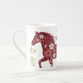 Blossom Horse Lunar Motif – Custom New Year Porselein Kop