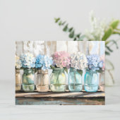  Blossom Hydrangea Mason Jars Aankondiging (Staand voorkant)