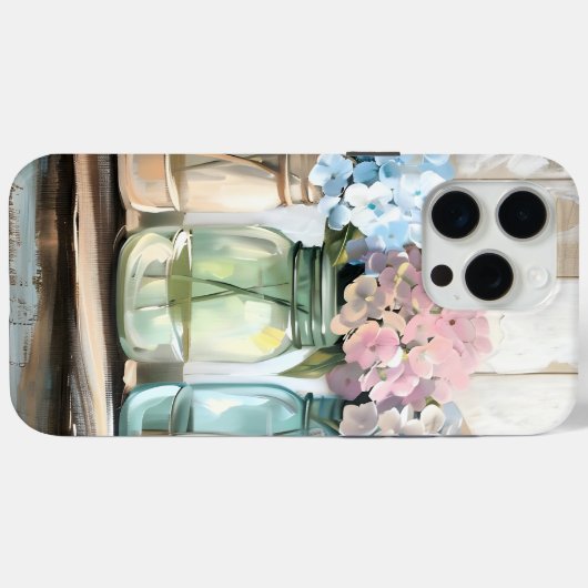  Blossom Hydrangea Mason Jars Case-Mate iPhone Case (Achterkant (horizontaal))