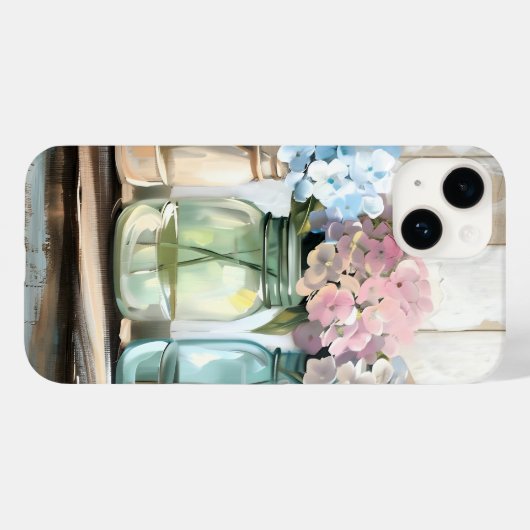  Blossom Hydrangea Mason Jars Case-Mate iPhone Case (Achterkant (horizontaal))