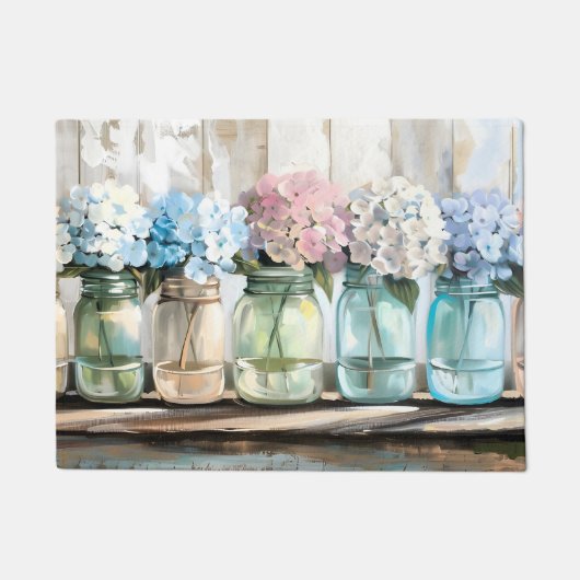 Blossom Hydrangea Mason Jars Deurmat (Voorkant)