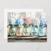 Blossom Hydrangea Mason Jars Feestdagenkaart (Voorkant / Achterkant)