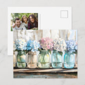  Blossom Hydrangea Mason Jars Feestdagenkaart (Voorkant / Achterkant)