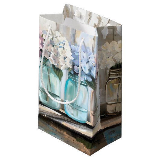 Blossom Hydrangea Mason Jars Klein Cadeauzakje (Voorkant Gekanteld)