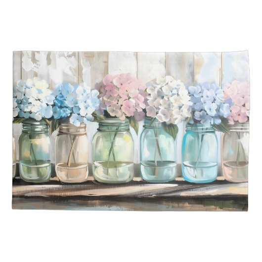 Blossom Hydrangea Mason Jars Kussensloop (Achterkant)